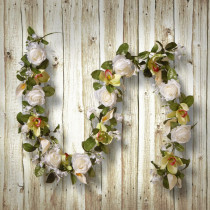 National Tree Company 72 in. White Rose and Calla Lily Garland