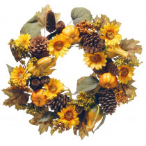National Tree Company 22 in. Wreath with Pumpkins and Sunflowers