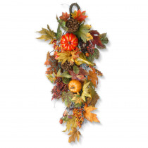 National Tree Company 26 in. Maple Leaf Teardrop with Pumpkins