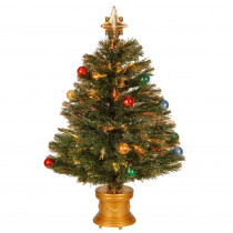 National Tree Company 2.67 ft. Fiber Optic Fireworks Artificial Christmas Tree with Ball Ornaments