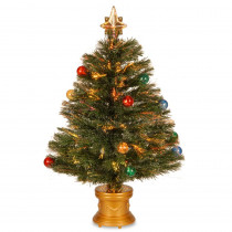 National Tree Company 2.6 ft. Fiber Optic Fireworks Artificial Christmas Tree with Ball Ornaments