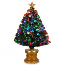 National Tree Company 36 in. Fiber Optic Fireworks Artificial Christmas Tree with Ball Ornaments