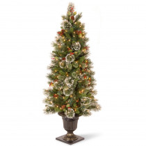 National Tree Company 5 ft. Wintry Pine Entrance Artificial Christmas Tree with Clear Lights