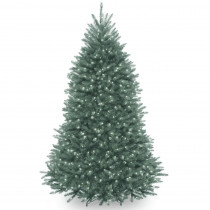 National Tree Company 7 ft. Dunhill Blue Fir Hinged Tree with Clear Lights