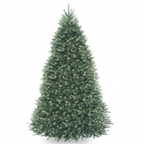 National Tree Company 9 ft. Dunhill Blue Fir Hinged Tree with Clear Lights
