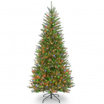 National Tree Company 6.5 ft. Dunhill Fir Slim Artificial Christmas Tree with Multicolor Lights