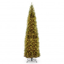 National Tree Company 12 ft. Kingswood Fir Slim Artificial Christmas Tree with Clear Lights