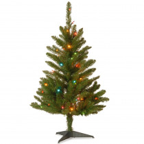 National Tree Company 3 ft. Kingswood Fir Wrapped Pencil Artificial Christmas Tree with Multicolor Lights