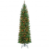 National Tree Company 7.5 ft. Kingswood Fir Pencil Artificial Christmas Tree with Multicolor Lights