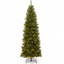 National Tree Company 10 ft. North Valley Spruce Slim Artificial Christmas Tree with Clear Lights