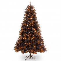 National Tree Company 6-1/2 ft. North Valley Black Spruce Hinged Tree with 450 Orange Lights