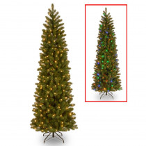 National Tree Company 6.5 ft. Downswept Douglas Pencil Slim Fir Artificial Christmas Tree with Dual Color LED Lights