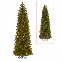 National Tree Company 7.5 ft. Downswept Douglas Pencil Slim Fir Artificial Christmas Tree with Dual Color LED Lights