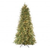 National Tree Company 9 ft. Feel Real Tiffany Fir Slim Hinged Artificial Christmas Tree with 800 Clear Lights