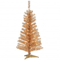 National Tree Company 4 ft. Champagne Tinsel Artificial Christmas Tree with Clear Lights