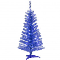 National Tree Company 4 ft. Blue Tinsel Artificial Christmas Tree with Clear Lights