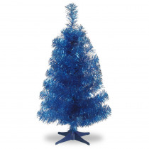 National Tree Company 3 ft. Blue Tinsel Artificial Christmas Tree