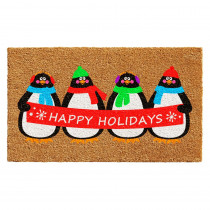 Home & More Holiday Penguines 17 in. x 29 in. Coir Door Mat