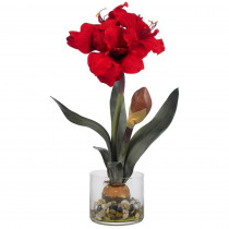 Nearly Natural 20 in. Amaryllis with Vase