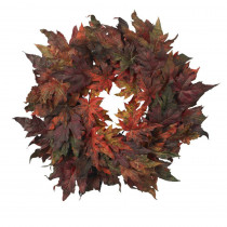 Nearly Natural 30 in. Artificial Wreath with Autumn Maple Leaves
