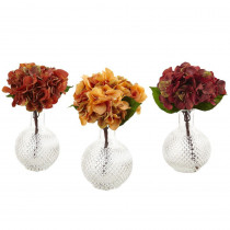 Nearly Natural 12 in. Autumn Hydrangea with Vase (Set of 3)