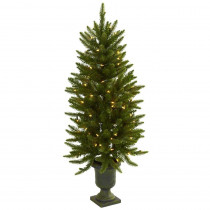 Nearly Natural 4 ft. Artificial Christmas Tree with Urn and Clear Lights
