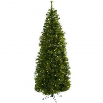 Nearly Natural 7.5 ft. Cashmere Slim Artificial Christmas Tree with Clear Lights