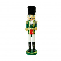 Northlight 14 in. Green, Gold and White Wooden Christmas Cymbalist Nutcracker