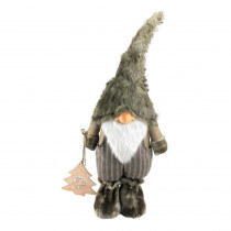 Northlight 33 in. Large Woodland Gnome with Striped Pants Holding Christmas Tree