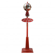 Northlight 69 in. Christmas Lighted Red and Gold Musical Snowing Tree Round Street Lamp