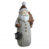 Northlight 23.75 in. Weathered Santa with Tea Light Candle Lantern and Tree Christmas Figure