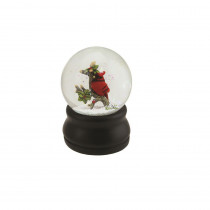 Northlight 5.5 in. Christmas Red Cardinal on Branch with Holly Leaves and Berries Snow Globe Glitterdome