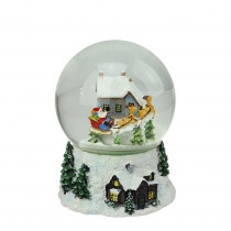 Northlight 6.75 in. Christmas Musical and Animated Santa and Reindeer Rotating Water Globe