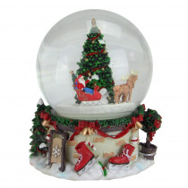 Northlight 6.75 in. Christmas Musical and Animated Santa on Sleigh Rotating Water Globe