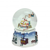 Northlight 5.5 in. Christmas Santa Claus on Sleigh and Snowy Village Rotating Musical Water Globe Dome