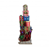 Northlight 60 in. Christmas LED Lighted Commercial Grade Sleigh Stacked with Presents Fiberglass Decoration