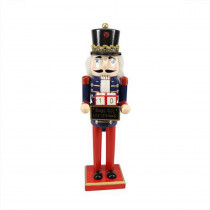 Northlight 14 in. Decorative Wooden Red Blue and Gold Nutcracker with Christmas Countdown Sign
