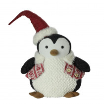 Northlight 18 in. Large Plush Penguin in Red Nordic Snowflake Vest Christmas Figure