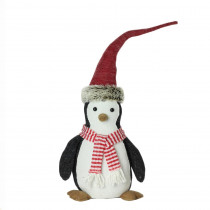 Northlight 16 in. Large Plush Penguin in Striped Scarf and Santa Hat Christmas Figure