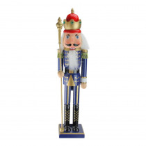 Northlight 24 in. Blue Wooden Christmas Nutcracker King with Scepter