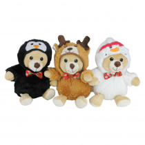 Northlight 8 in. Christmas Costumes Plush Teddy Bear Stuffed Animal Figures (3-Pack)