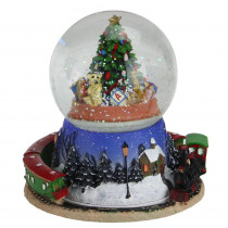 Northlight 6.5 in. Christmas Tree and Train Revolving Musical Glitterdome Decoration