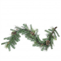 Northlight 6 ft. x 14 in. Unlit Artificial Mixed Pine with Pine Cones and Gold Glitter Christmas Garland