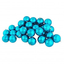 Northlight Shiny Turquoise Blue Shatterproof Christmas Ball Ornaments (32-Count)