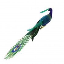 Northlight 11 in. Teal Green and Royal Blue Peacock Bird Clip-On Christmas Ornament