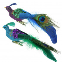 Northlight 8 in. Regal Peacock Purple  Green and Blue Sequins Bird Clip-On Christmas Ornament