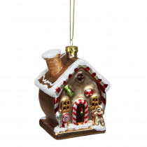 Northlight 3.75 in. Gingerbread Kisses Glittered Glass House Decorative Christmas Ornament