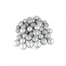 Northlight 3.25 in. (80 mm) Silver Splendor 4-Finish Shatterproof Christmas Ball Ornaments (32-Count)