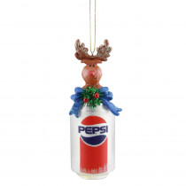 Northlight 5 in. Glittered Classic Pepsi Can with Reindeer Topper Christmas Ornament