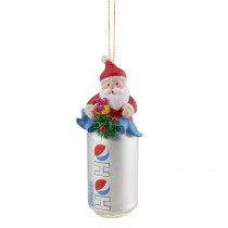 Northlight 4.75 in. Silver Ho Ho Diet Pepsi Can with Santa Topper Decorative Glass Christmas Ornament